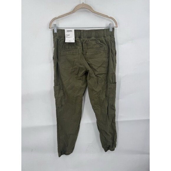Sonoma Mid Rise Tapered Jogger Pant Women 4 Green Grunge Skater Granolagirl NEW - Picture 2 of 9